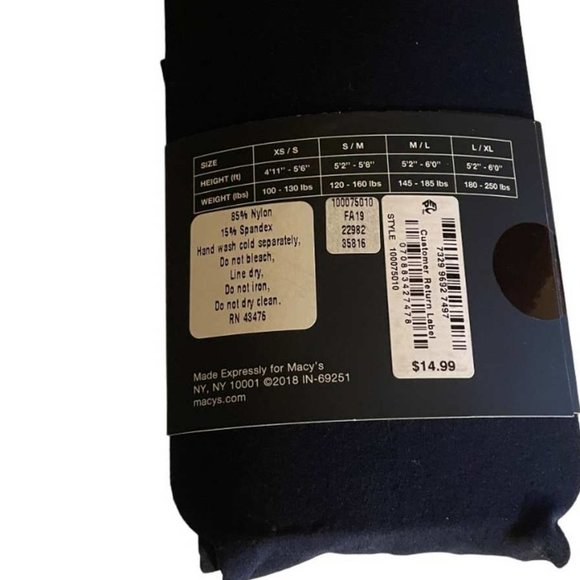 INC INTERNATIONAL CONCEPTS Core Opaque Tights XS/S - Picture 3 of 3